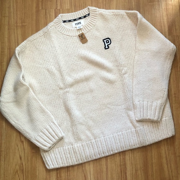 NWT VS PINK Boyfriend Knit Sweater Crew LARGE - Picture 6 of 12